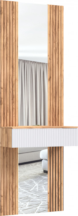 Тумба с зеркалом и шкафом 2-х ств Марвэл, Крафт золотой/Браш графит