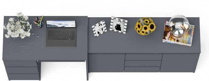 Мори компьютерный стол МС-6 левый + Комод МК1200.3, графит