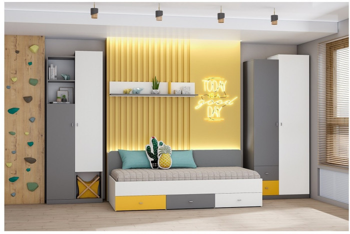 Модульная детская Клео набор 1 (Графит/Миндаль/Солнечный)