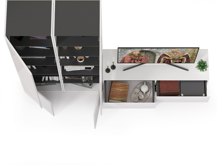 Сидней Комплектация № 007, корпус: белый/чёрный/фасады: МДФ белый глянец