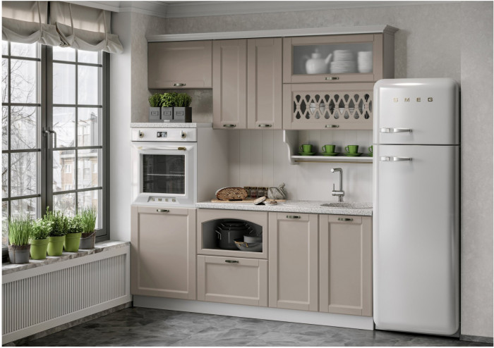 Кухня МДФ 2000 Милано Компоновка №3 (Шарли пинк)