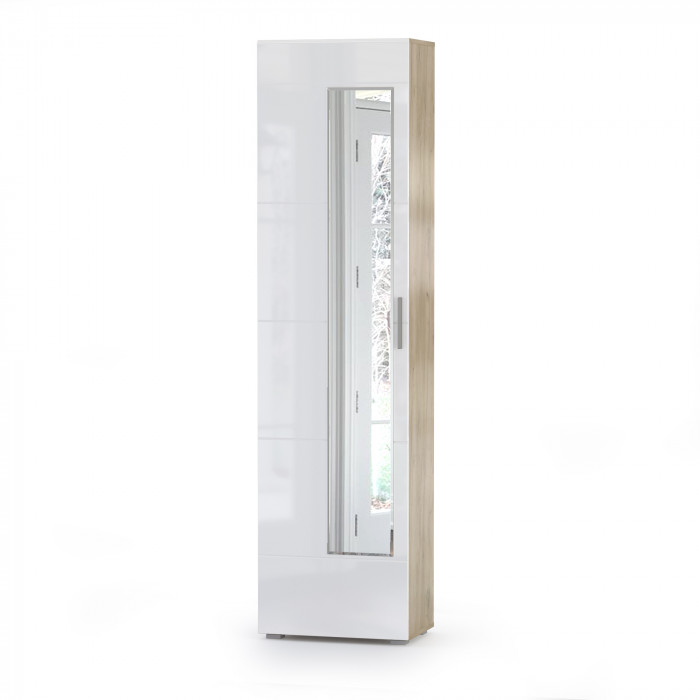 Лайн Прихожая № 15, дуб крафт серый/фасады МДФ белый глянец