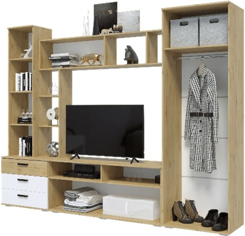 Гостиная Крокус (Дуб Делано, Белый глянец)