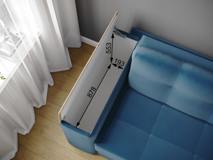 Диван раскладной Нави, бирюза/мдф клен кремовый