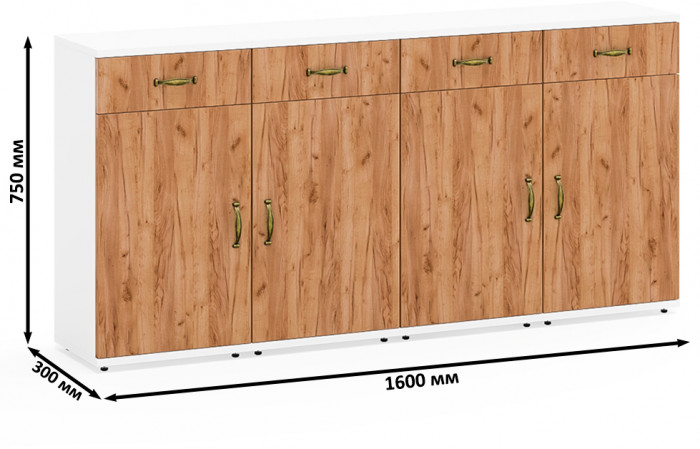 Лидер-8 Тумба МД 3.15 4 шт., белый шагрень/крафт золото