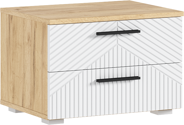 Сильвия Тумбы прикроватные 2шт, Браш Вайт/Дуб крафт