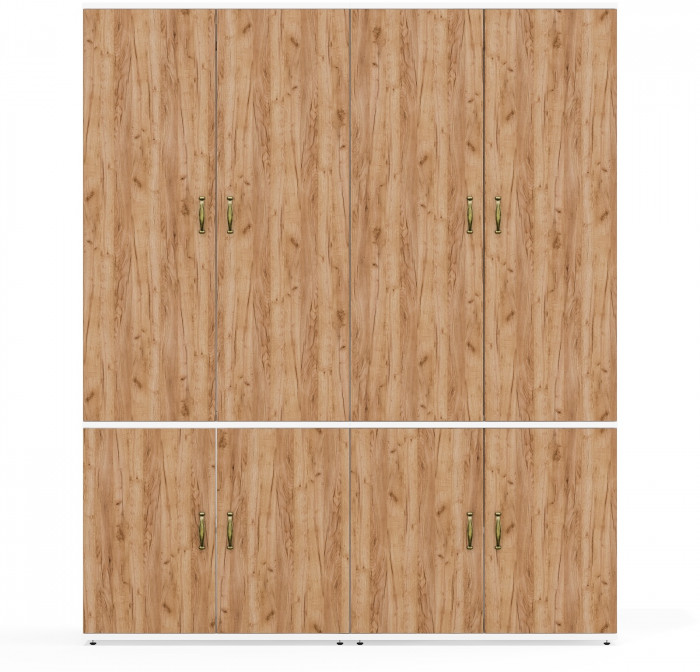 Лидер-8 Шкаф МД 19Б 2 шт., цвет белый шагрень/крафт золото, ШхГхВ 160х50х190 см., универсальная сборка