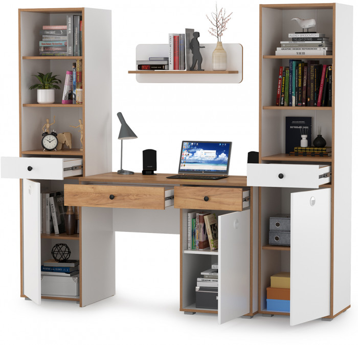 Вуди Компоновка № 08, белый премиум/дуб крафт золотой