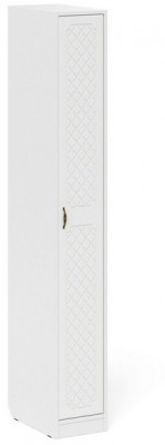 Прихожая П-6-500 Пенал, цвет белая шагрень/фасады МДФ белое дерево фрезеровка ромб, ШхГхВ 30х50х210 см., универсальная сборка