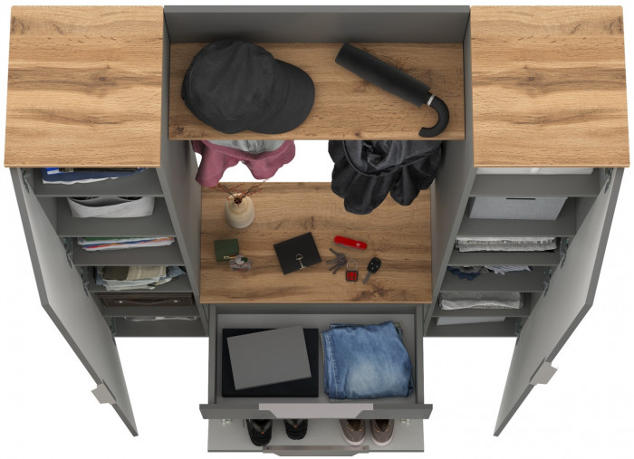 Октава Прихожая 18, серый графит/дуб крафт золотой/фасады МДФ серый графит