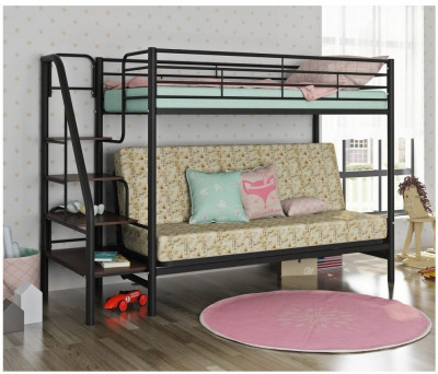 Двухъярусная кровать Мадлен-3 90/120х190 (Гобелен Пифагор, Черный)