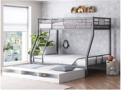 Двухъярусная кровать Гранада 1КВ (Белый, Черный)