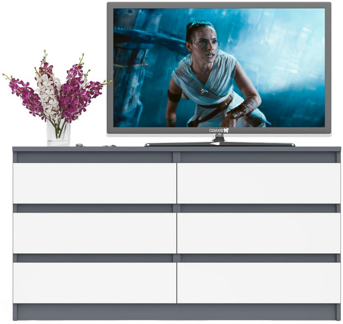 Мори Комод МК1380.6, цвет графит/белый, ШхГхВ 138х41х73 см.