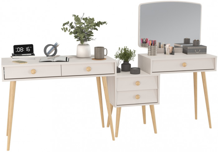 Афина Спальня Стол + Трюмо, кашемир серый