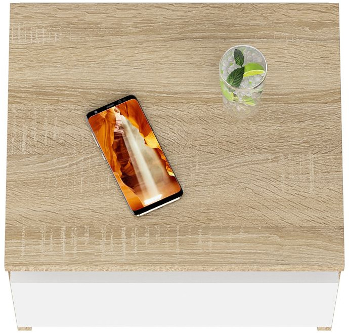 Мори Тумба прикроватная ТПМ400.1, цвет дуб сонома/белый, ШхГхВ 40,4х34,6х30 см.