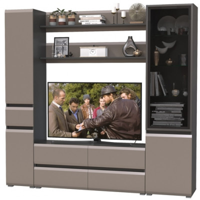 Сидней Комплектация № 072, корпус: антрацит/фасады: МДФ веллюто капучино