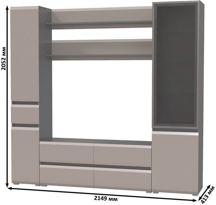 Сидней Комплектация № 072, корпус: антрацит/фасады: МДФ веллюто капучино