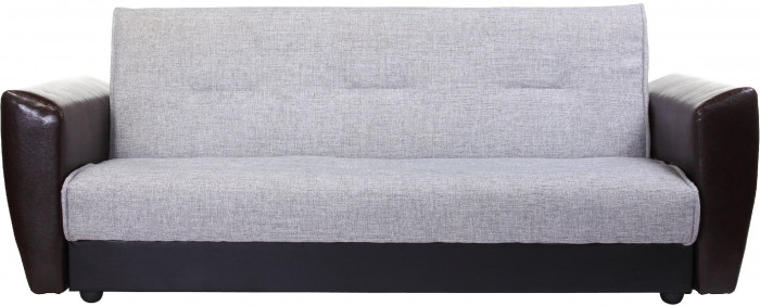 Диван-кровать Амстердам, 120х190, книжка, пружинный блок, рогожка/экокожа, серый