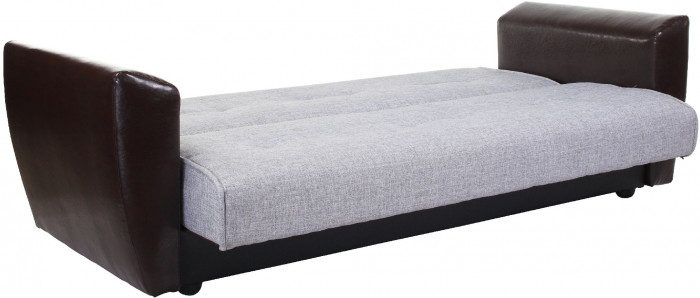 Диван-кровать Амстердам, 120х190, книжка, пружинный блок, рогожка/экокожа, серый