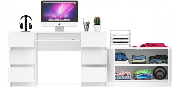 Мори компьютерный стол МС-2 + Тумба МА900.1, белый