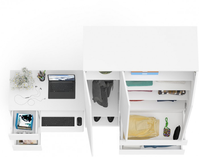 Мори компьютерный стол МС-6 левый + Шкаф МШ1200.1, белый