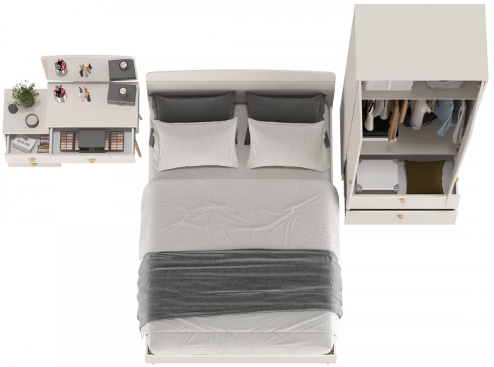 Афина Спальня 03-1400, цвет кашемир серый, сп.м. 1400х2000 мм., б/м, основание есть - фанера