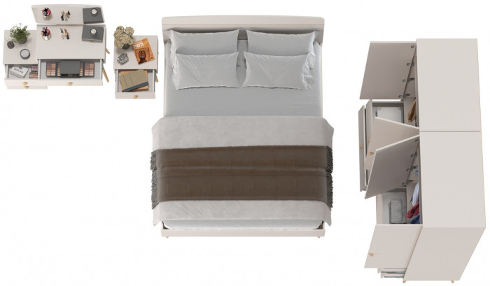 Афина Спальня 36-1600, цвет кашемир серый, сп.м. 1600х2000 мм., б/м, основание есть - фанера