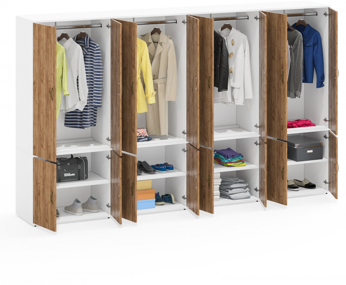 Лидер-8 Шкаф МД 19Б 4 шт., цвет белый шагрень/крафт золото, ШхГхВ 320х50х190 см., универсальная сборка