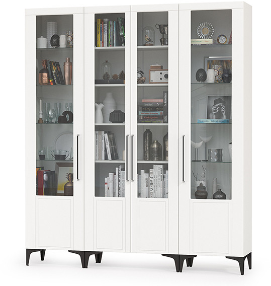 Валенсия Гостиная № 072, цвет ЛДСП белый шагрень/МДФ белый шагрень, ШхГхВ 194,1х38,1х225,2 см.