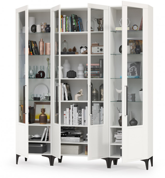 Валенсия Гостиная № 072, цвет ЛДСП белый шагрень/МДФ белый шагрень, ШхГхВ 194,1х38,1х225,2 см.