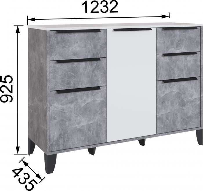 Малави Комод МК ателье светлое/белый глянец