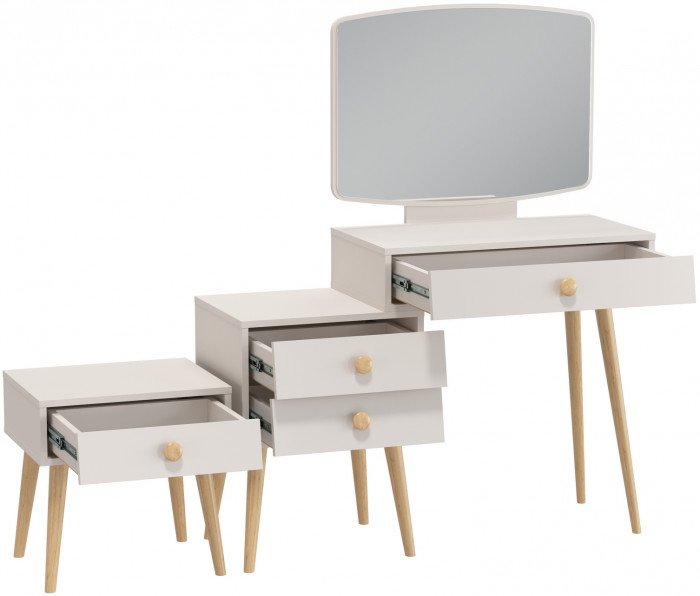 Афина Спальня Трюмо + Тумба прикроватная, цвет кашемир серый, ШхГхВ 105х38,6х129 + 45х37х45 см., универсальная сборка