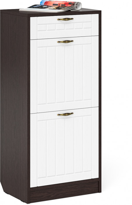 Прихожая П-6 Компоновка № 06, цвет венге/фасады МДФ белое дерево фрезеровка прованс, ШхГхВ 170х35х200 см., универсальная сборка