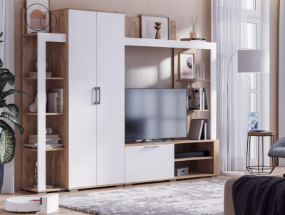 Гостиная Невада Софт Вайт/Дуб Крафт Золото