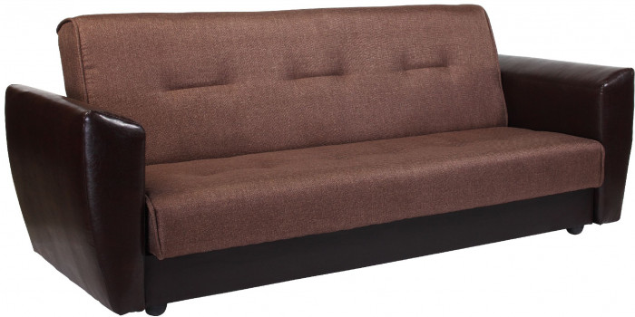 Диван-кровать Амстердам, 120х190, книжка, пружинный блок, рогожка/экокожа, коричневый