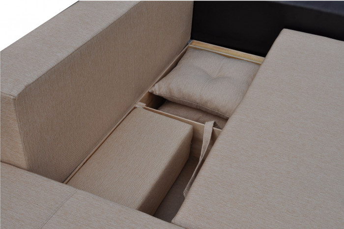 Диван-кровать угловой Амстердам, 160х200, еврокнижка, рогожка/экокожа, серо-черный