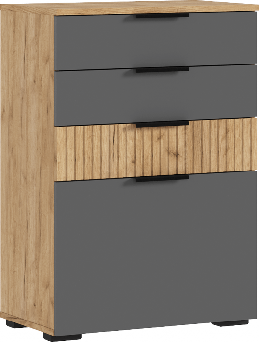 Роджина Комод 600 (Графит, Крафт золотой)