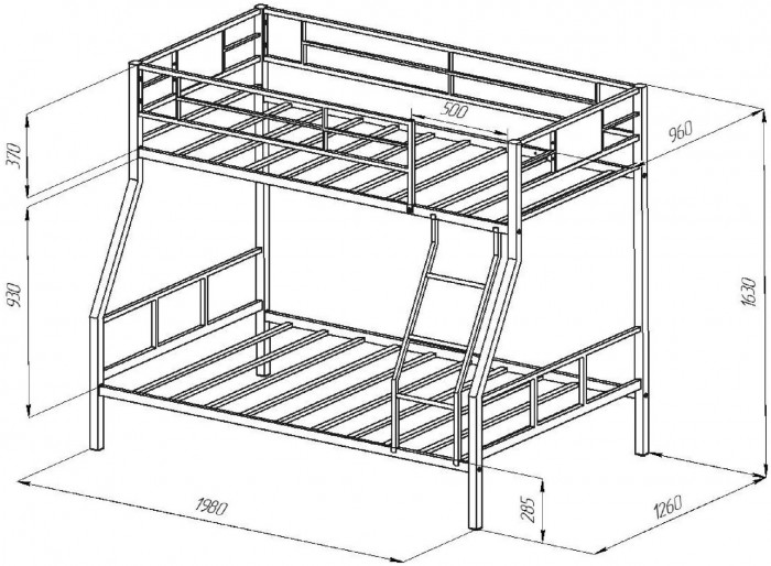 Двухъярусная кровать Гранада 1КВ (Ясень шимо светлый, Черный)