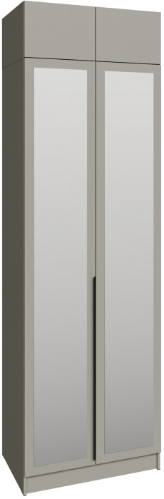 Шкаф 0,8 с антресолью и зеркалом Мадрид, Мокко