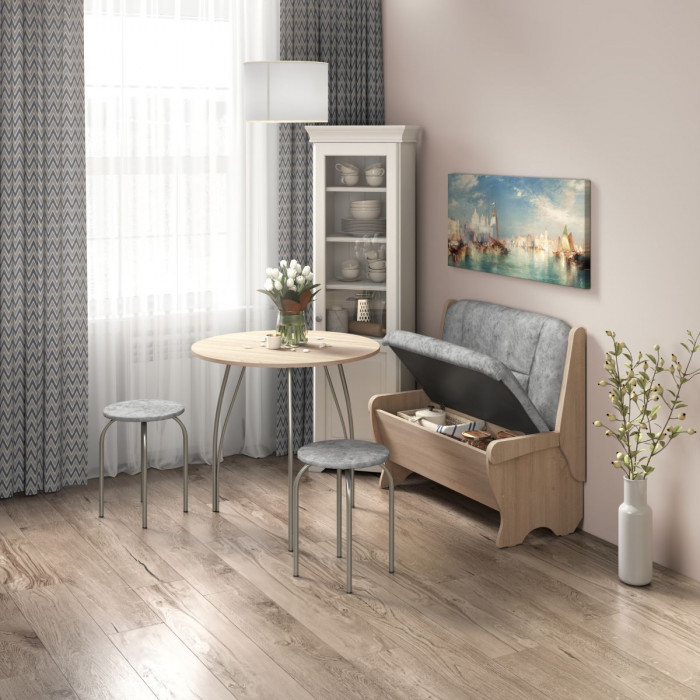 Кухонный набор Лотос скамья 950 - стол - табурет / дуб сонома/графит