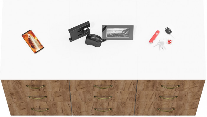 Лидер-8 Тумба МД 3.16 3 шт., цвет белый шагрень/крафт золото, ШхГхВ 120х50х75 см., универсальная сборка