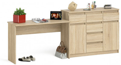 Мори Стол письменный МСП1200.1 + Комод МК1200.4, цвет дуб сонома, ШхГхВ 240,8х50х94 см., универсальная сборка