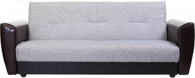 Диван-кровать Амстердам, 140х190, книжка, пружинный блок, рогожка/экокожа, серый