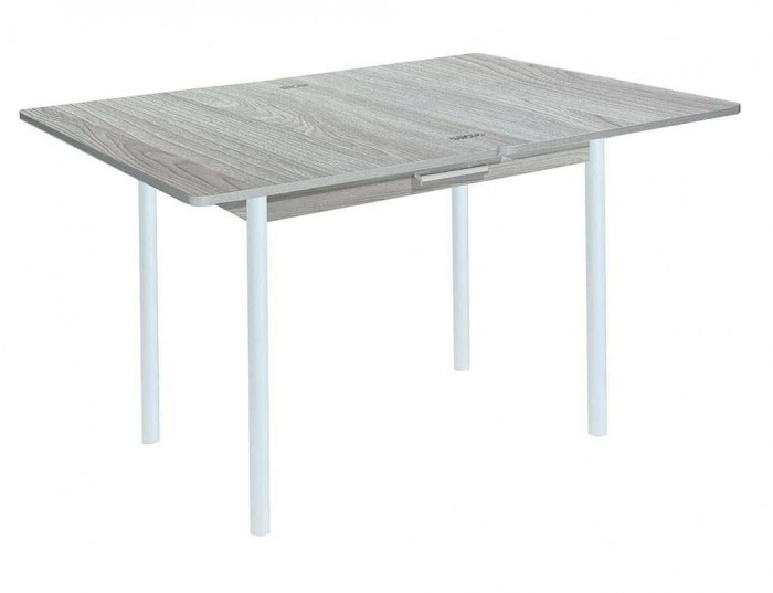 Симпл стол обеденный раскладной с ящиком / Ясень светлый/белый