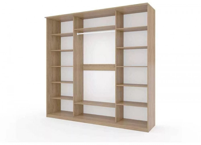 Шкаф купе Модерн 2362х600 4-х дверный 3-х секционный зеркальный с пескоструем №4 ясень