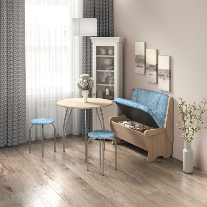 Кухонный набор Лотос скамья 950 - стол - табурет / дуб сонома/лагуна