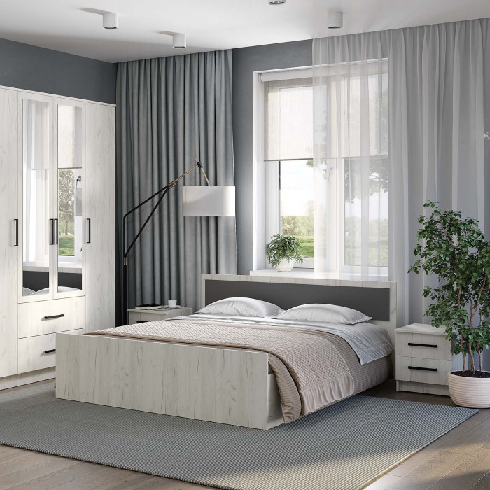 "Фиеста" кровать 1,4м LIGHT (1550х750х2032) дуб крафт белый