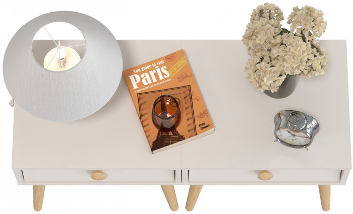 Афина Спальня Тумба прикроватная х 2, цвет кашемир серый, ШхГхВ 2х45х37х45 см.