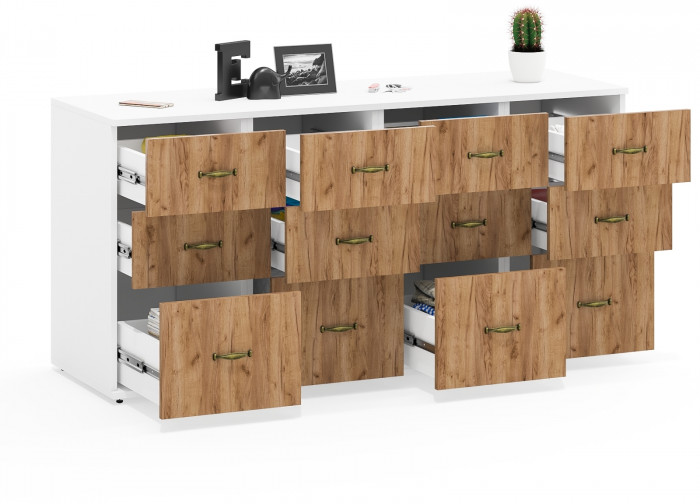 Лидер-8 Тумба МД 3.16 4 шт., цвет белый шагрень/крафт золото, ШхГхВ 160х50х75 см., универсальная сборка