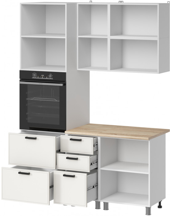 МК Аленушка 1,6м ПД 2 Магнолия Молочный,скоба черный,сонома